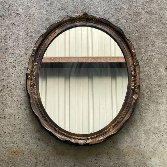 Oval Ornate Wood Wall Mirror 19x22