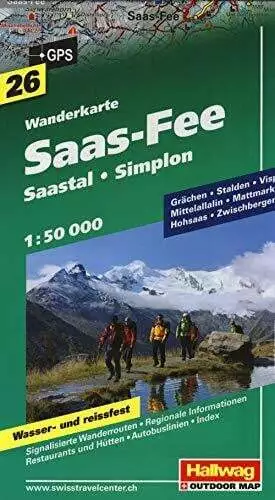 Saas Fee-Saastal-Simplon Wanderkarte Nr. 26, 1:50 000: Grächen, Stalden, Buch