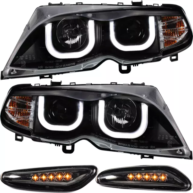 Set Scheinwerfer Seitenblinker hell weiße 3D Angel Eyes für BMW 3er E46 Bj 01-05