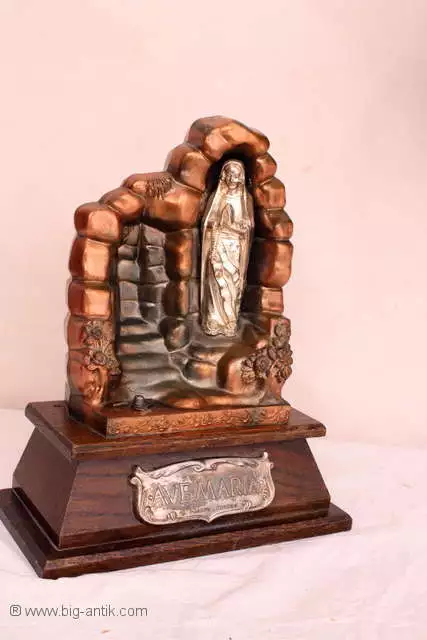 Wunderschöner alter Altar / Maria Statue / AVE MARIA / LOURDES MARIEN / Metall m