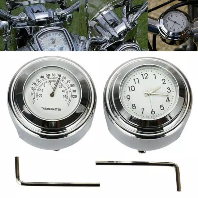 Motorrad Lenkeruhr Thermometer Motorraduhr Uhren Für 7/8" 1'' Lenker Wasserdicht