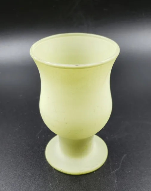 Vintage Frosted Glass Green Fluted Vase Urn Footed Planter Matte Green