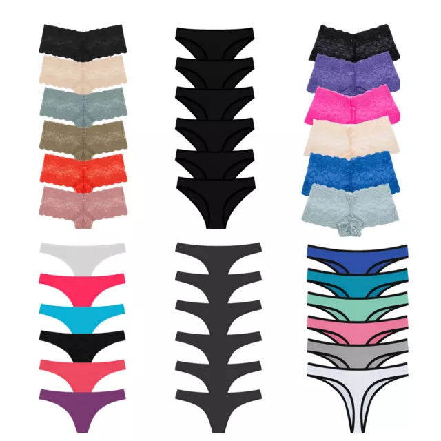 6 Pack Womens Knickers Cotton Ladies Lace Panties Seamless Underwear Briefs