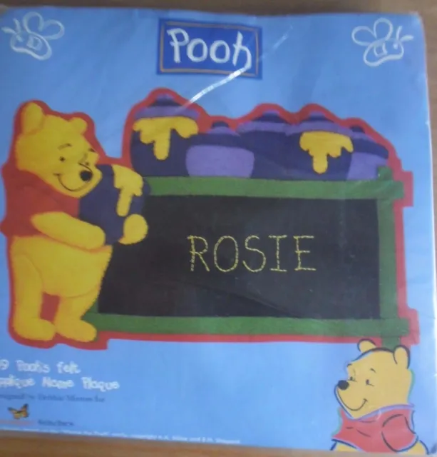 BNIP Pooh's Felt Applique Name Plaque 28 x 18cm