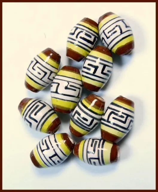 Porzellan Inka Keramikperlen braun 18x7mm Oval Loch 2mm Handarbeit Bastelschmuck