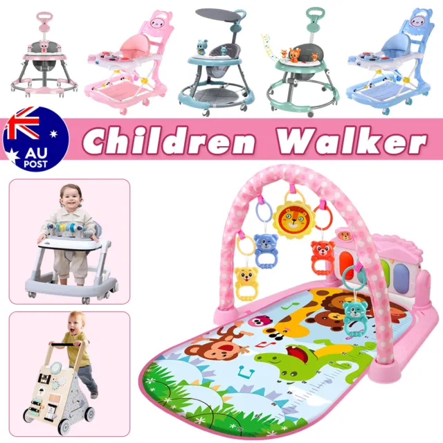 Upgrade Adjustable Baby Walker Stroller Play Activity Music Kids Ride Toy Car