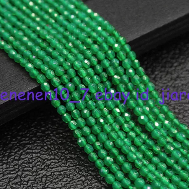 4mm Genuine Natural Faceted Green Jade Round Gemstone Loose Beads 15inch