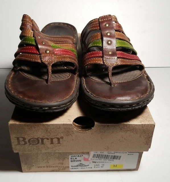 Born Women's Leather Thong Slide Sandal Comfy Flip Flop Multi Color Size 10