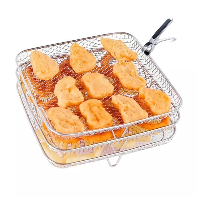 3-Layer Dehydrator Rack Air Fryer Rack for w/Clamp Reusable Toasts Holder Save S