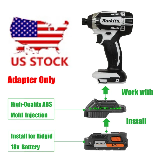 1x Adapter Ridgid 18V Li-Ion Battery To Makita 18V LXT BL1830 Tools-Adapter Only