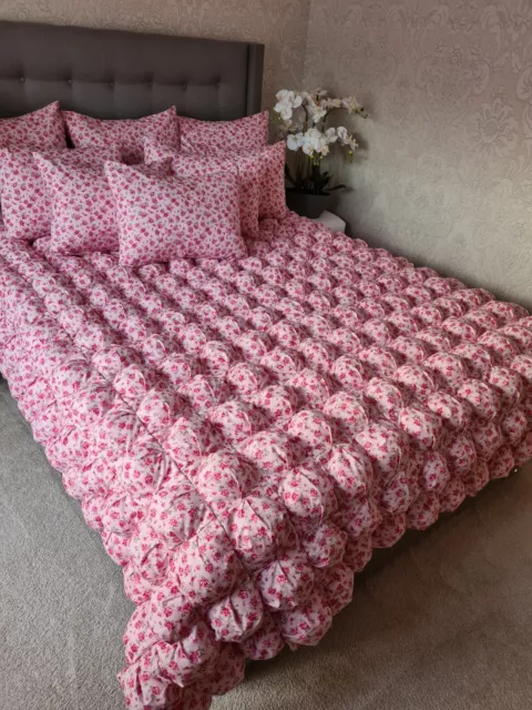 Bed Quilted Cover Throw Cushion Set Square Blanket Puff Bubble Duved Quilt