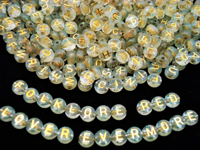 Alphabet Beads 1000pc Rnd Gold/Glitter Letters DIY SWIFTIE BRACELET FREE POSTAGE