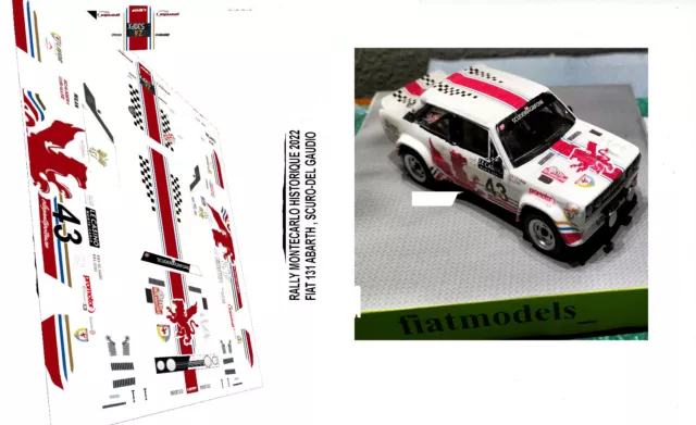 Decals Fiat 131 Abarth Rally Montecarlo storico 2022 Grifone  scala 1:43