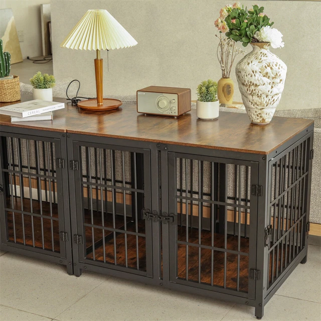 LARGE WOODEN DOG Crate Indoor Aesthetic Puppy Kennel Cage Pet House