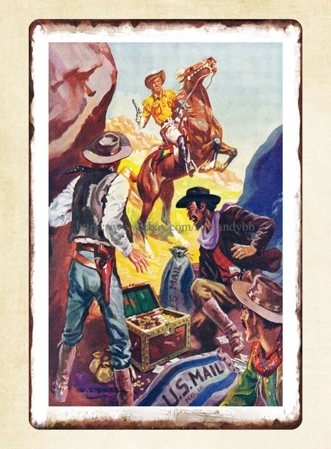1955 KIT CARSON’S Cowboy Annual cover art metal tin sign collectible ...