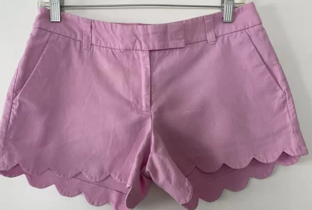 J. Crew Shorts Womens Size 4 Pink Scalloped Hem Lightweight Linen Blend