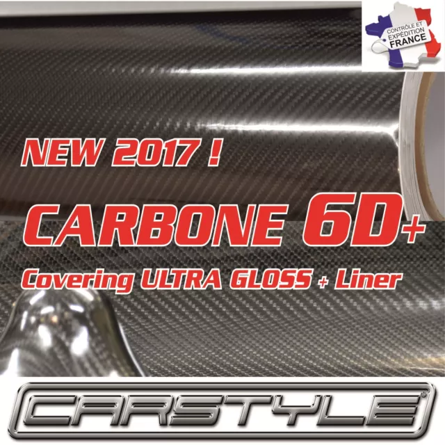 CARSTYLE CARBONE 6D+ film vinyle Rouleau 152x50cm covering Bubble Free NOIR