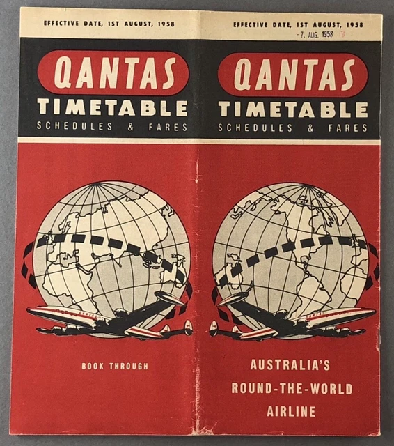 QANTAS VINTAGE AIRLINE Timetable October 1973 Route Map Qf Australia
