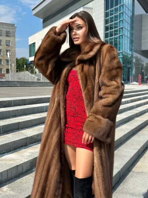 genuine REAL mink fur coat jacket 1109921 size XL SABLE COLOR NEW 100% UKRAINE