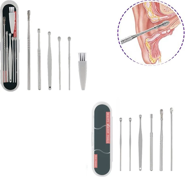 Caja Variedad Fácil de Usar Resorte Cerumen Herramienta Limpiadora De Acero Inoxidable Diseño de Giro