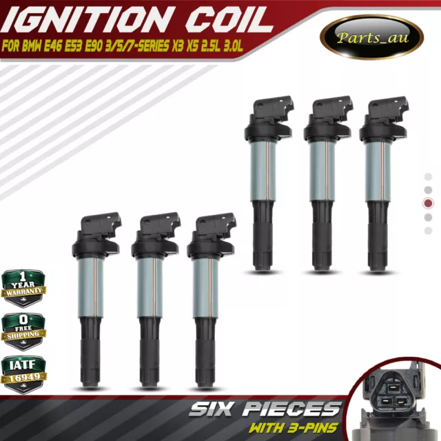 Set of 6 Ignition Coils for BMW E39 E46 E53 E88 3, 5, 7 Series, X3 X5