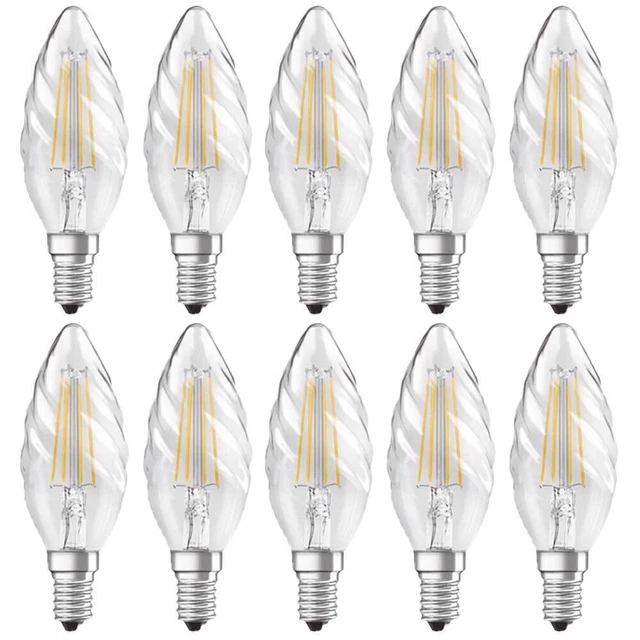 10 x Radium LED Filament Kerzen gedreht 4W = 40W E14 klar 470lm warmweiß UVP 49€