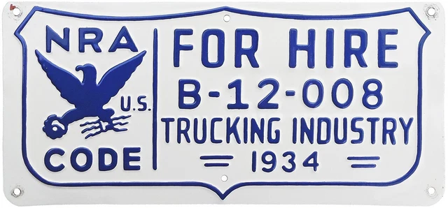 1934 NRA license plate (GIBBY CHOICE)