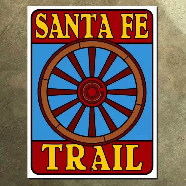 New Mexico Santa Fe Trail wagon wheel highway route marker road sign 9x12