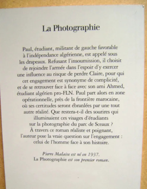 Roman La Photographie l' Indépendance Algérienne et du FLN de P. Malaise /O10