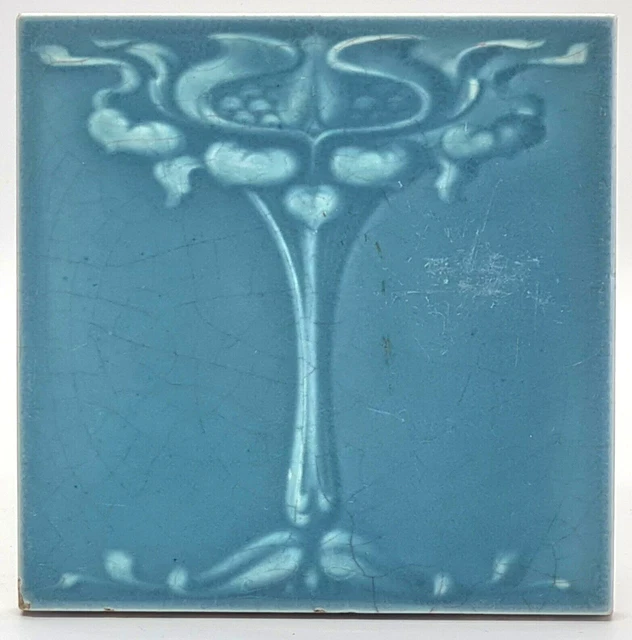 Art Nouveau Fireplace Majolica Tile Floral Design T.& R. Boote c.1907