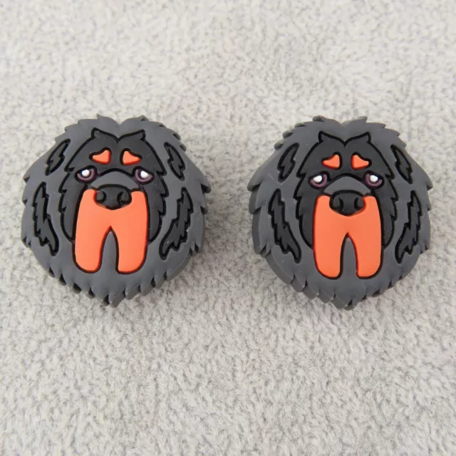 TIBETAN MASTIFF DOG Shoe Charms for Crocs Wristbands Set of 2 Puppy Face Black