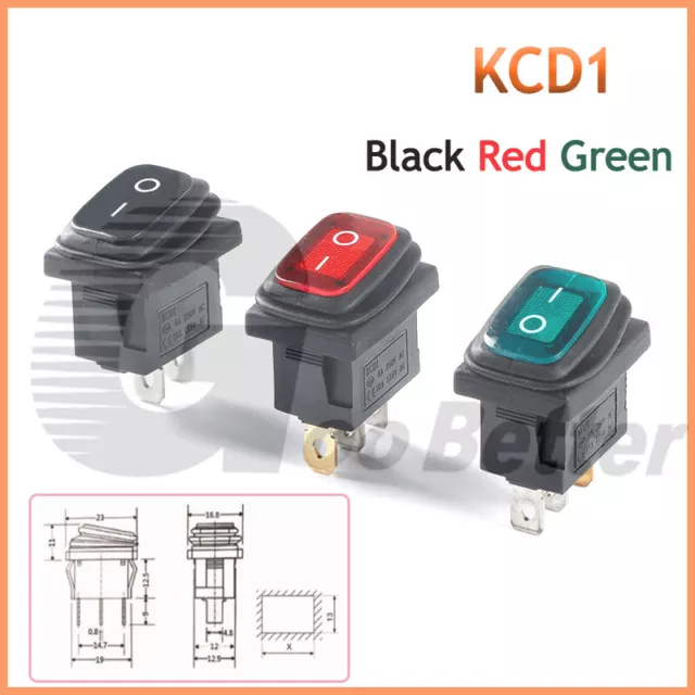 KCD1 Rectangle Rocker Switch On Off 2 3 Position Waterproof Car Dash Boat Button