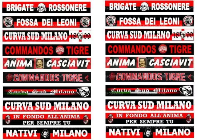 SUBBUTEO  20 ADESIVI del MILAN TIFOSI & SUPPORTERS per TRANSENNA