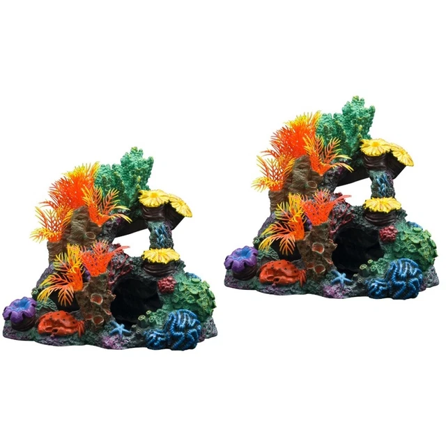 2 pz decorazione acquario roccia corallo ornamento marino resina acquario