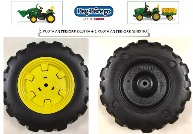 PEG PEREGO 2 ruote anteriori Trattore elettrico 12V John Deere -nuovo-Italia