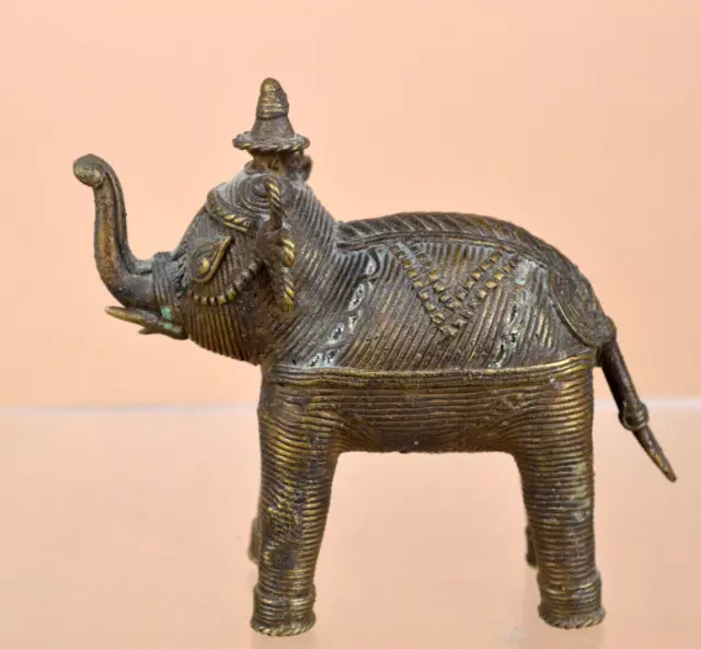 Alte Bronze / Messing Figur - Reichlich Verzierter Elefant - Indien / Tailand ??