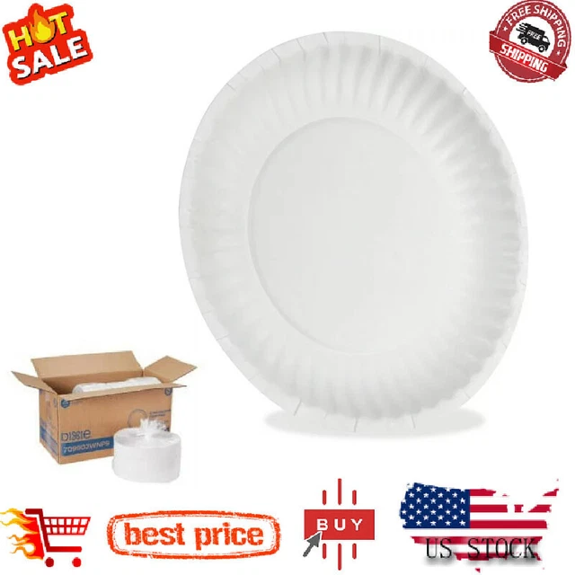 Dixie Uncoated Economical Paper Plates, White, 1000 / Carton,Free Shippment