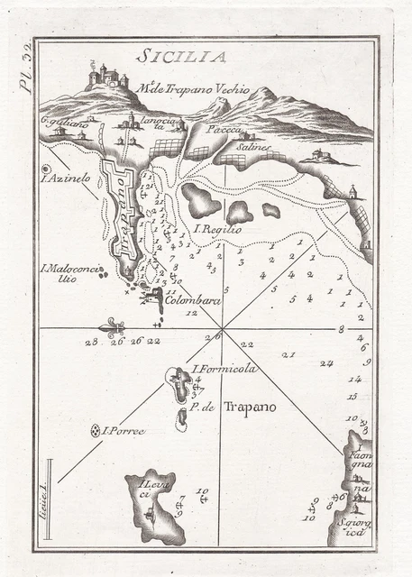 Trapani Sicilia Sizilia Sicilia Island Isola Italia Mappa Roux 1800