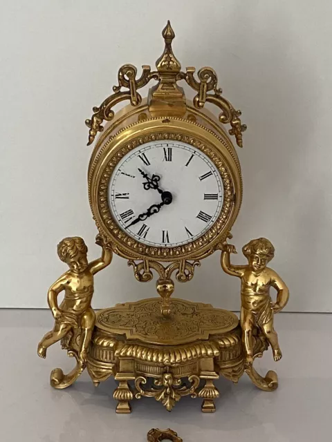 Antique German Gilt Gold 8-Day Mechanical Move Striking Clock “LAURIS” Keep Time