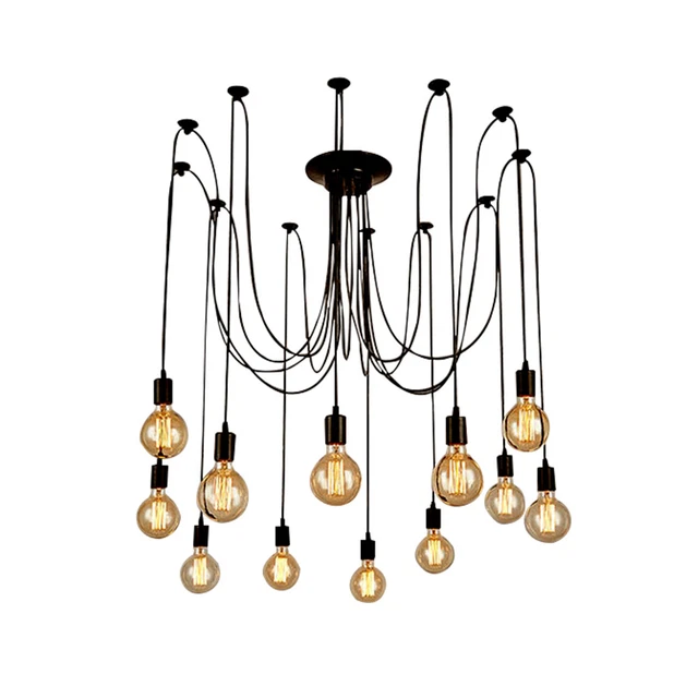 12 Head Vintage Industrial Ceiling Spider Light Chandelier Pendant Shade Lamp
