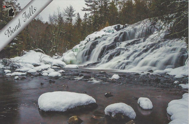 Bond Falls Upper Peninsula Michigan UP Postcard Ice Snow Frozen New