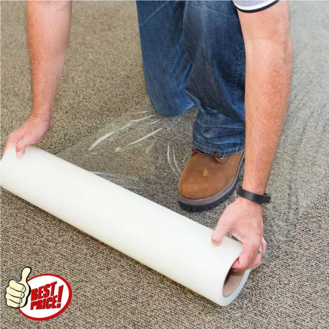 10-100M Self Adhesive Carpet Floor Protector Roll Protection Cover Dust Film UK