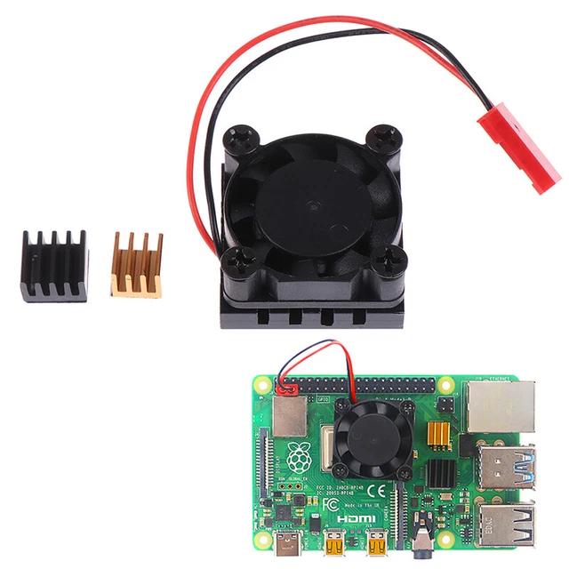 COOLING FAN WITH Aluminum Heatsink Cooling Pad Cooler Kit For Raspberry ...
