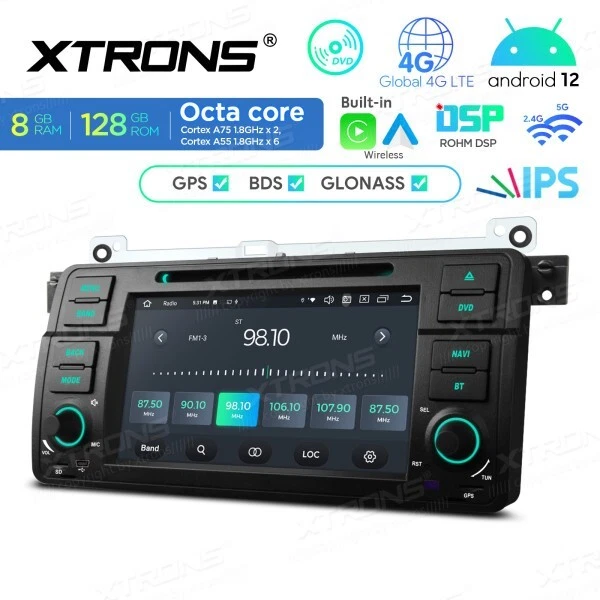 AUTORADIO GPS ANDROID 12 BMW E46 Wifi 4G Carplay Voiture Dsp USB XTRONS
