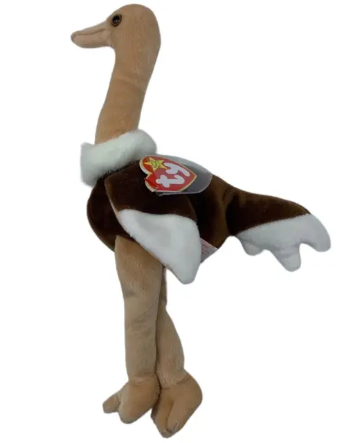 Vintage 1997 Ty Beanie Baby Stretch the Ostrich Plush Stuffed Animal Toy