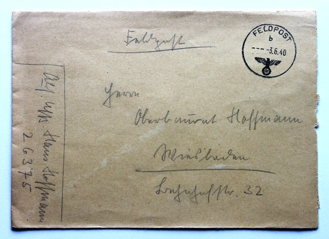 Feldpostbrief 1940 Inf. Rgt. 212 Lothringen, Epinal Frankreich