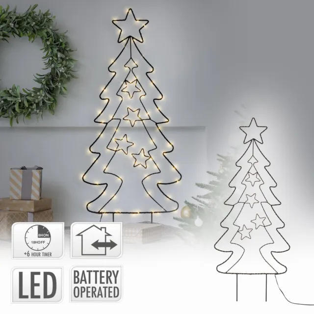 Arbre Lumineux de Noël métal 90 cm 210 LED Blanc Chaud et Froid extérieur :  : Luminaires et Éclairage