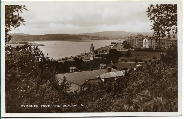 Scarce Old Real Photo Postcard - View From The Beacon - Exmouth - Devon 1933