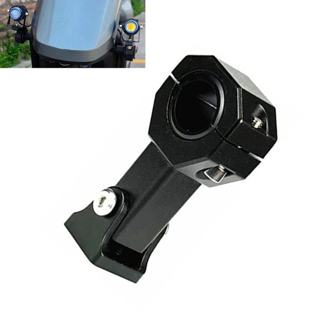 Support Universel Phare Moto 22-32mm – 2 Pièces En Aluminium Et Acier Inox, Fixation Fourche / Barre LED Anti-Brouillard Réglable 360°