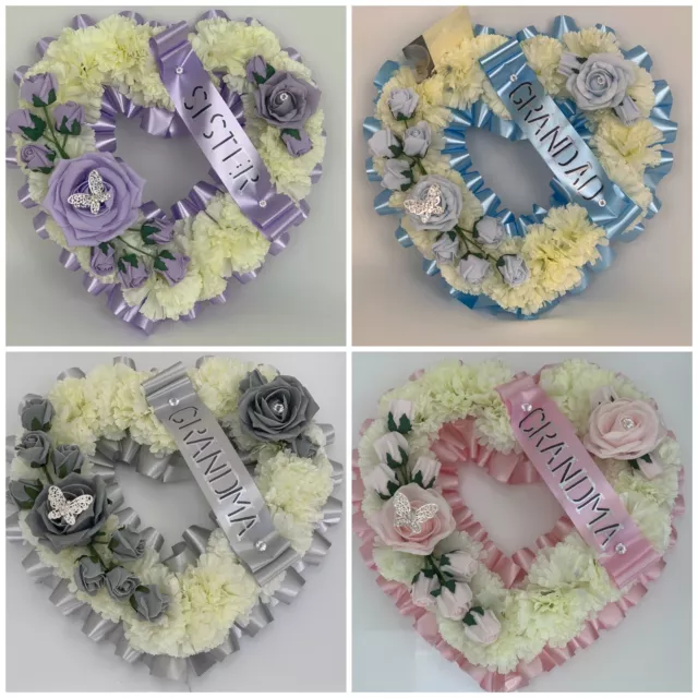 Heart Artificial Funeral Flowers Wreath Memorial Grave Tribute Mothers day